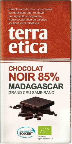 BITTER CHOCOLADE 85% MADAGASCAR FAIR TRADE BIO 100 g - TERRA ETICA