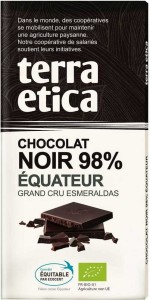 BITTER CHOCOLADE 98% ECUADOR FAIR TRADE BIO 100 g - TERRA ETICA