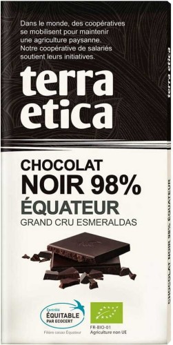 BITTER CHOCOLADE 98% ECUADOR FAIR TRADE BIO 100 g - TERRA ETICA