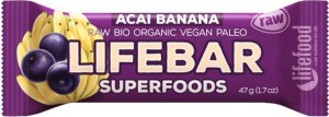 Bar with acai and banana raw gluten-free BIO 47 g - Lifefood