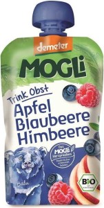 MOOTHIE - APPLE PUREE WITH BANANA, BLUEBERRY AND RASPBERRY 100% FRUIT WITHOUT SUGAR BIO 100 g - MOGLI