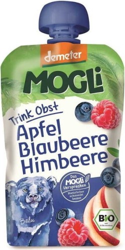 MOOTHIE - APPLE PUREE WITH BANANA, BLUEBERRY AND RASPBERRY 100% FRUIT WITHOUT SUGAR BIO 100 g - MOGLI