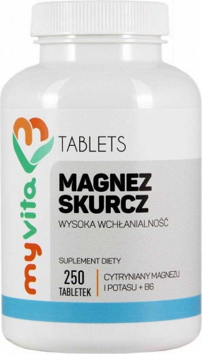 Magnez skurcz Magnesium + Potassium + B6 250 tablets MyVita