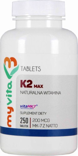 Vitamin K2 MK-7 K2 MK7 MAX 200mcg from natto K2MK7 250 tablets MyVita