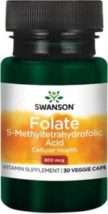 Folate Quatrefolic 800mcg 30 capsules SWANSON