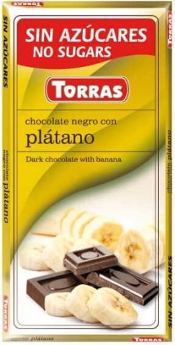 Bittere chocolade met bananen zonder toegevoegde suiker 75g TORRAS