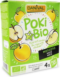 POKI - APPLE PUREE 100% FRUIT WITHOUT SUGAR BIO 4x90 g - DANIVAL