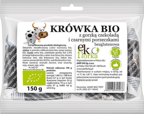 FUDGE WITH DARK CHOCOLATE AND BLACK CURRANT BIO 150 g - EKOFLORKA