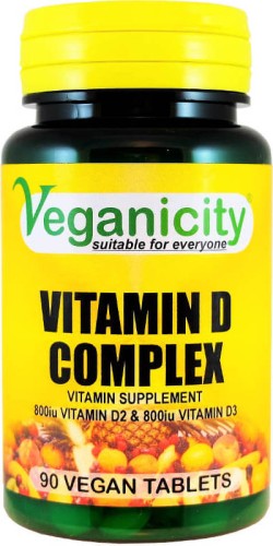 VITAMIN D COMPLEX 800IU D2 800IU D3 90 TABLETS Veganicity