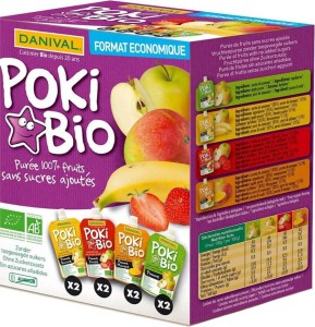 POKI - FRUIT PUREE MIX 100% FRUIT WITHOUT SUGAR ADDITION BIO 8x90 g - DANIVAL
