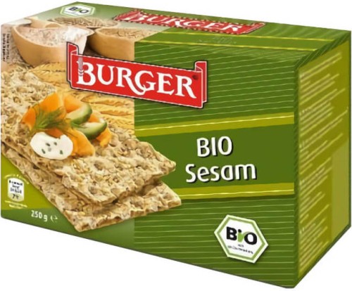 Wholemeal rye crispbread with sesame seeds BIO 250 g - BURGER