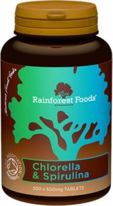 Chlorella 250 mg & spirulina 250 mg Bio 300 tablets Rainforest Foods
