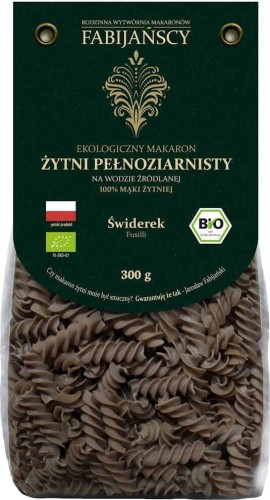 WHOLEMEAL FUSILLI PASTA (RYE) BIO 300 g - FABIJAŃSCY