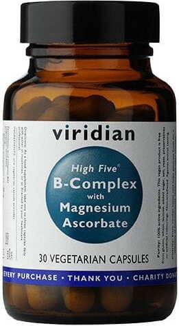 Complex van B-vitamines met magnesiumascorbaat B-Complex high five met magnesiumascorbaat 30 capsules Viridian