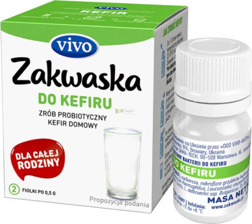 Kefir domowy VIVO żywe kultury bakterii probiotyk opakowanie 2 x 0,5g ZAKWASKI