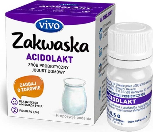 Homemade yogurt ACIDOLAKT live bacteria cultures probiotic, packaging 2 x 0,5g ZAKWASKI VIVO