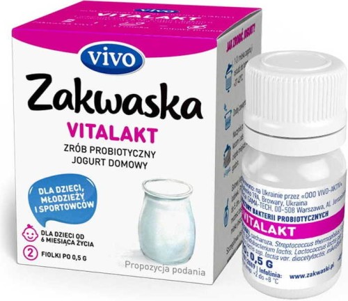 Homemade yogurt VITALAKT live bacterial cultures, probiotic, packaging 2 x 0,5g ZAKWASKI VIVO