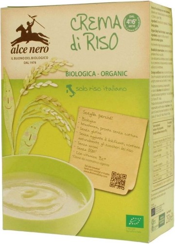 RICE PORRIDGE GLUTEN-FREE WITH VITAMIN B1 (from 4 months of age) BIO 250 g - ALCE NERO
