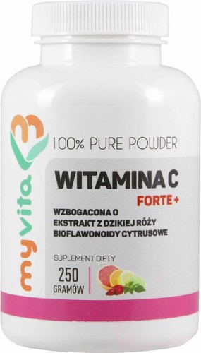 Witamina C Forte + Ekstrakt z dzikiej róży bioflawonoidy cytrusowe 250g MyVita