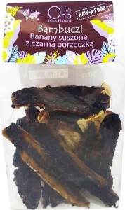 DRIED BANANAS WITH BLACK CURRANTS RAW BIO 50 g - OHO BAMBUCZI