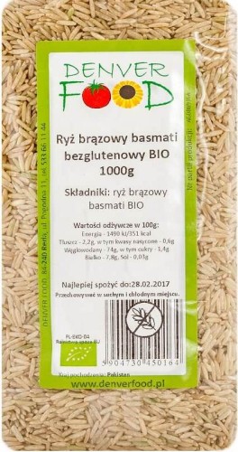 Brown rice basmati gluten-free BIO 1000g Denver Food