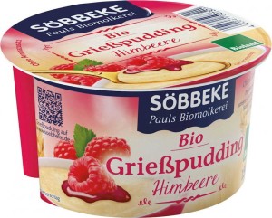 Dessert semolina with raspberries BIO 150 g - SOBBEKE