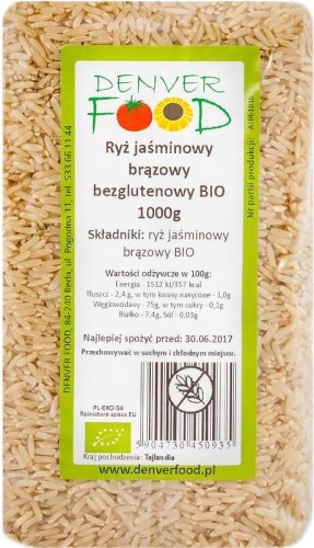 Brown rice jasmine gluten-free BIO 1000g Denver Food