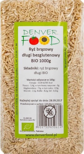 Long brown rice, gluten-free BIO 1000g Denver Food