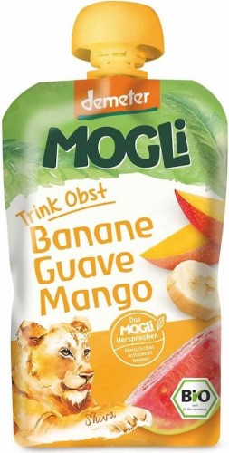 MOOTHIE - BANANA PUREE WITH GUAVA AND MANGO 100% FRUITS NO SUGAR ADDED BIO 100 g - MOGLI