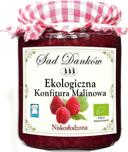 KONFITURA MALINOWA NISKOSŁODZONA BIO 270 g - SAD DANKÓW