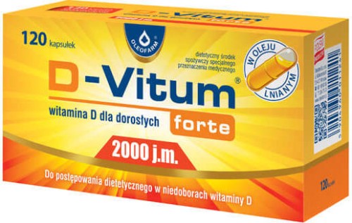 D-Vitum forte vitamine D voor volwassenen D3 2000 IE 120 Oleofarm-capsules