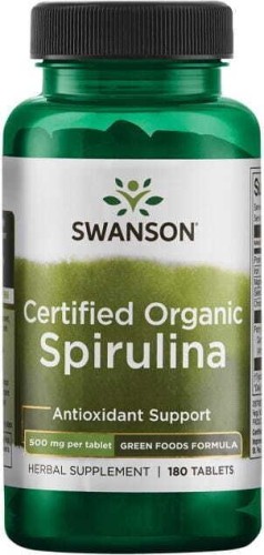 Spirulina certyfikowana organiczna Certified Organic Spirulina 500mg 180 tabletek SWANSON