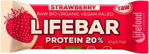 STRAWBERRY PROTEIN BAR WITH RICE PROTEIN BIO 47 g - LIFEFOOD