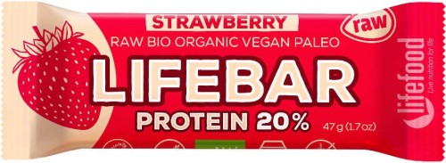 BARRE PROTÉINÉE FRAISE AVEC PROTÉINE DE RIZ BIO 47 g - LIFEFOOD