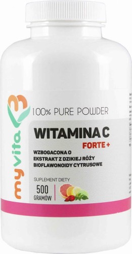 Vitamine C Forte + extrait de rose musquée, bioflavonoïdes d'agrumes 500g MyVita