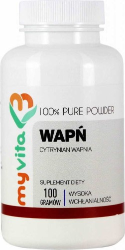 Wapń Cytrynian wapnia czysty proszek bez dodatków 100g MyVita