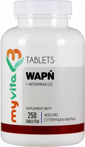 Calcium + Vitamine D3 Citrate de Calcium 400mg Vitamine D-3 5mcg 250 Comprimés MyVita