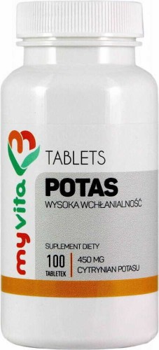 Potassium, Potassium Citrate 450mg 100 tablets MyVita