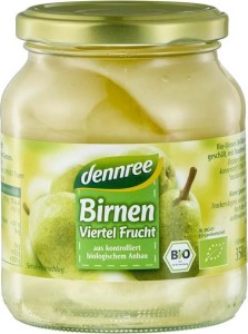 WILLIAMS PEARS IN BRINE QUARTERS BIO 350 g - DENNREE