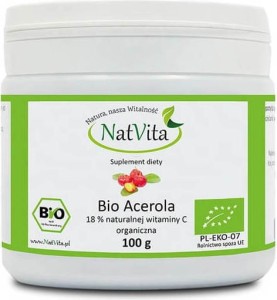 Acérola bio 18% Vitamine C de cerises d'acérola 100g NatVita