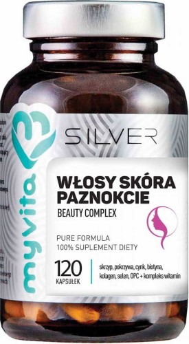 Włosy skóra paznokcie Beauty complex 120 kapsułek MyVita Silver Pure