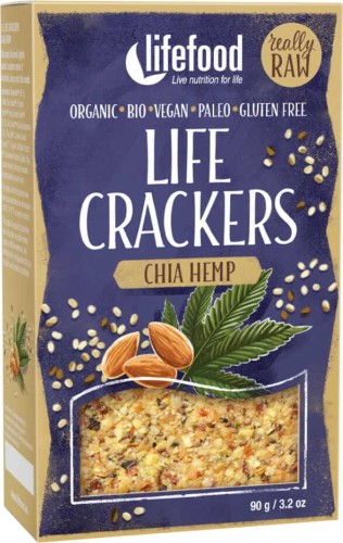 CRACKERS WITH HEMP SEEDS AND CHIA RAW BIO 90 g - LIFEFOOD