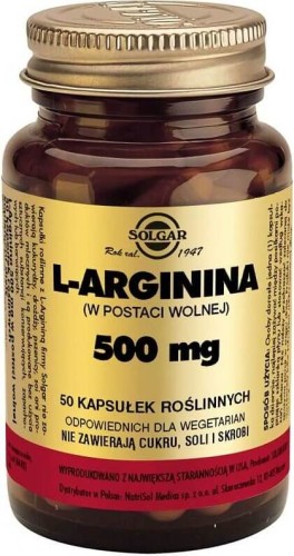 L-Arginine in a free form 500mg 50 capsules Solgar