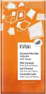 MILK CHOCOLATE WITH CARAMEL AND ROSE SALT BIO 80 g - VIVANI
