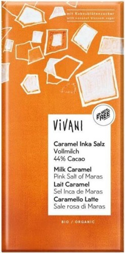 MILK CHOCOLATE WITH CARAMEL AND ROSE SALT BIO 80 g - VIVANI