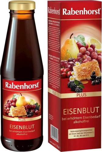 Boisson aux fruits et aux herbes avec du fer et des vitamines C, B1, B2, B12 450 Ml - Rabenhorst