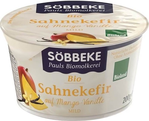 CREAM KEFIR MANGO-VANILLA BIO 200 g - SOBBEKE