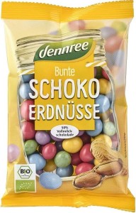 Cacahuètes enrobées de chocolat au lait dans des coquilles colorées croquantes BIO 100 g - Dennree