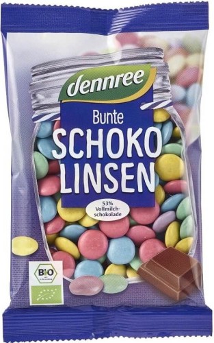 CHOCOLATE DRAGEES IN CRISPY COLORED SHELLS BIO 100 g - DENNREE