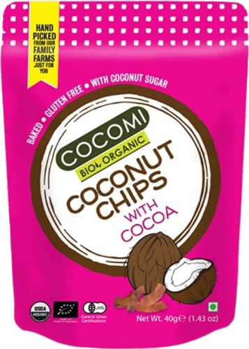 COCONUT CHIPS MET CACAO, GLUTENVRIJ, BIO 40 g - COCOMI